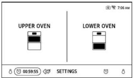 7:06 AM UPPER OVEN LOWER OVEN 00:59:55 SETTINGS