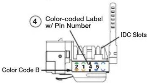 ④ Color-coded Label w/ Pin Number IDC Slots Color Code B 2 1 A 4 5
