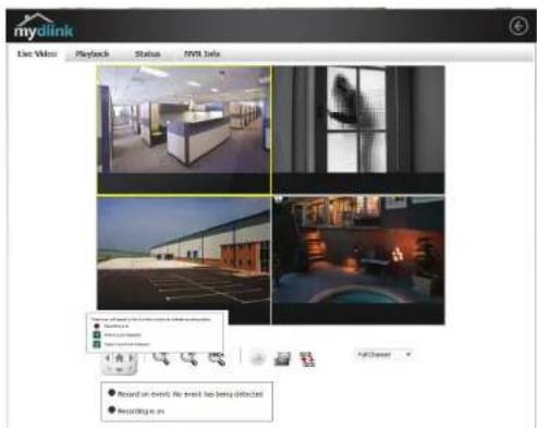 mydlink Live Video Playback Status HTML Info Record on events: No event has been defeated Receiving us on