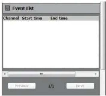 Event List Channel Start time End time Previous 1/1 Next