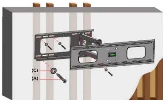 3D mechanical assembly diagram showing two components with labeled parts (A) and (C), no readable text or symbols present.