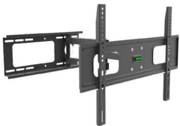 Exterior view of a black metal TV or audio drive module with mounting brackets and vertical supports (no text or symbols visible)