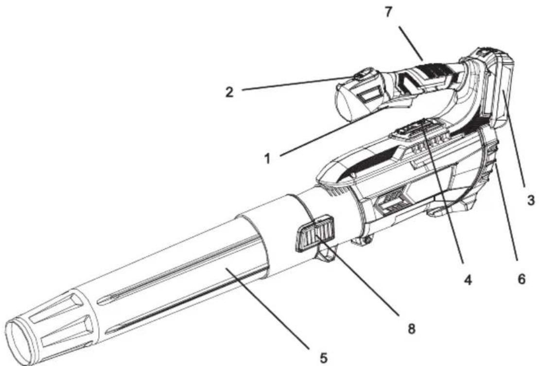 Technical diagram of a mechanical device with numbered components for identification