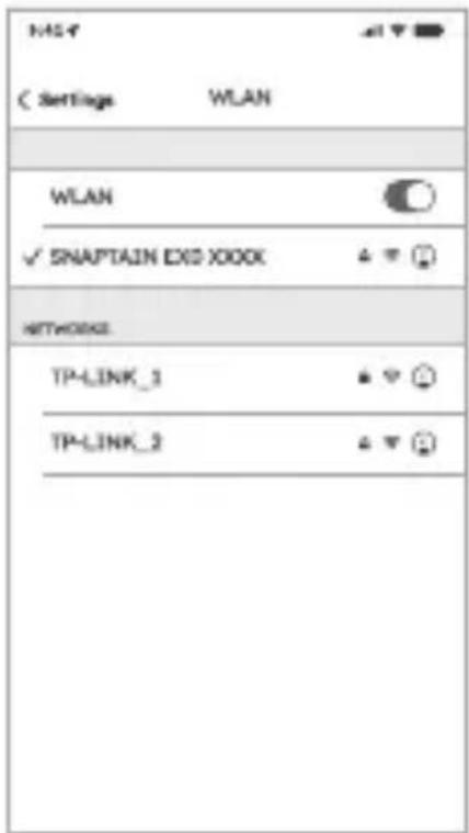 M4.4 C Settings WLAN WLAN ✓ SNAPTRAIN EXO XXXX NETWORKS TP-LINK_1 TP-LINK_2