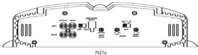 OUTPUT INPUT 3000 LEVEL INPUT LEFT RIGHT RIGHT LEVEL OFF Power Power Power Power POWER BASIL BOOST 7521a