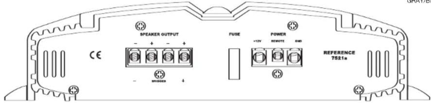 SPEAKER OUTPUT FUSE POWER +12V REMOTE GND REFERENCE 7521s CE - + - + - SN30000 +