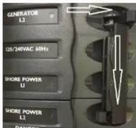 GENERATOR L2 128/240VAC 6MHz SHORE POWER U SHORE POWER L2 DANGER