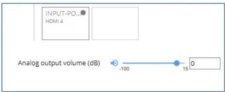 INPUT-PO... HDMI 4 Analog output volume (dB) -100 15 0