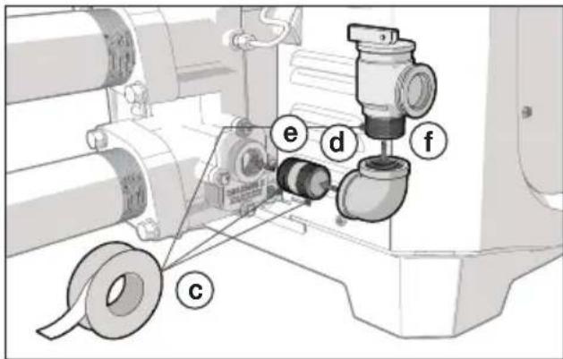 Technical diagram of a mechanical assembly with labeled parts including rollers, valves, and a valve