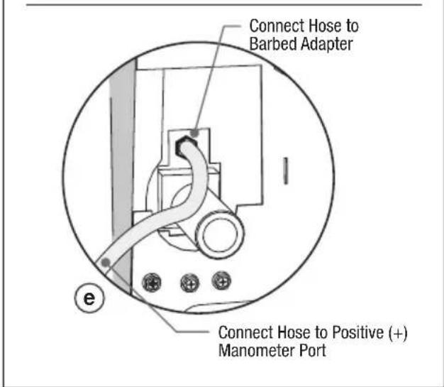 Connect Hose to Barbed Adapter Connect Hose to Positive (+) Manometer Port