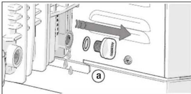 Diagram of a refrigerator interior showing air condition control buttons and directional arrow labeled 'a'