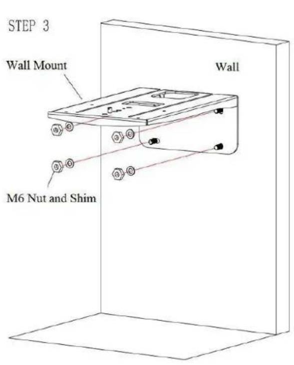STEP 3 Wall Mount M6 Nut and Shim Wall