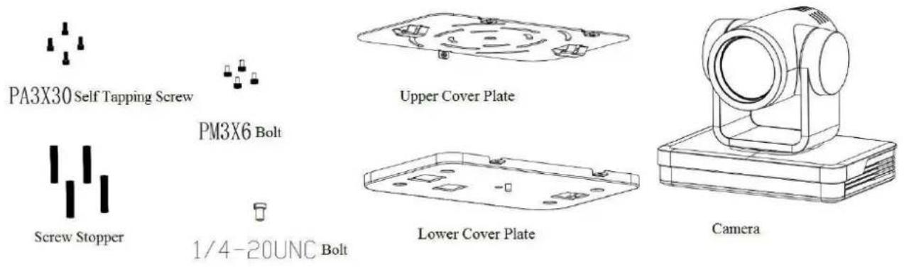 PA3X30 Self Tapping Screw PM3X6 Bolt Screw Stopper 1/4-20UNC Bolt Upper Cover Plate Lower Cover Plate Camera