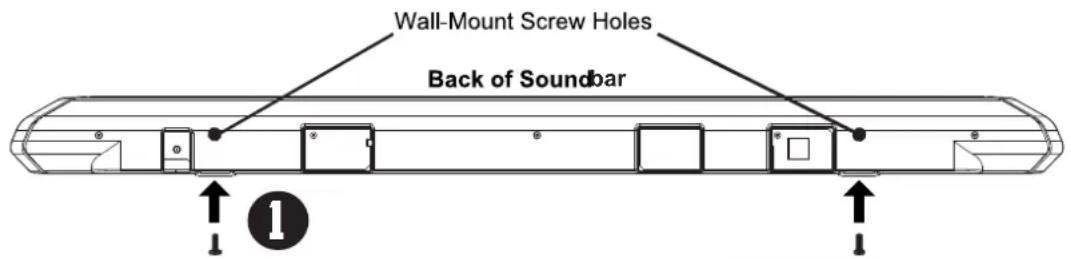 Wall-Mount Screw Holes Back of Soundbar ①