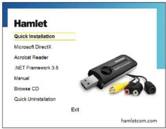 Hamlet Quick Installation Microsoft DirectX Acrobat Reader .NET Framework 3.5 Manual Browse CD Quick Uninstallation Exit hamletcom.com