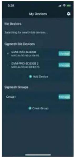 My Devices File Devices Searching for nearby file devices... Signesh File Devices GVM PRO-SD2008 MAC d/s/SS:43/64.6x92 GVM PRO-SD2008 2 MAC d/s/SS:43/68/82.75 Add Device Signesh Groups Group 1 Create Group