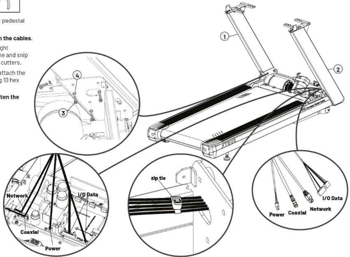 pedestal in the cables. ght ne and snip cutters. attach the 10 hex ten the Network I/O Data Coaxial Power zip tle I/O Data Power Coaxial Network I/O Data