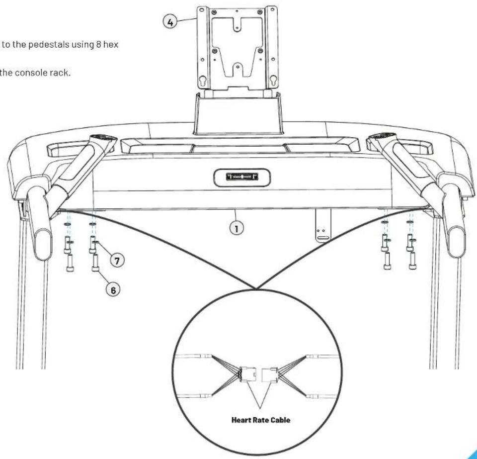 to the pedestals using 8 hex the console rack. 1 2 3 4 5 6 7 Heart Rate Cable