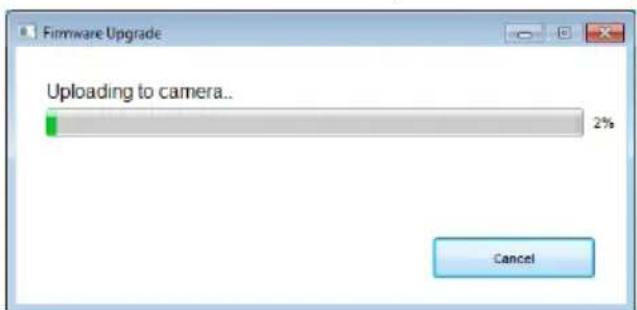Firmware Upgrade Uploading to camera... 2% Cancel