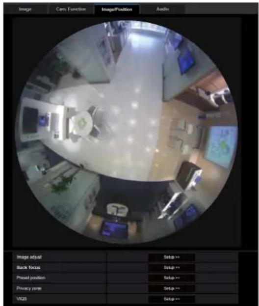 Image Cats Function ImagePosition Audio Image atyad Back focus Preset position Privacy zone VIGS Setup >> Setup >> Setup >> Setup >> Setup >>