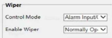 Wiper Control Mode Alarm Input/✓ Enable Wiper Normally Op.✓