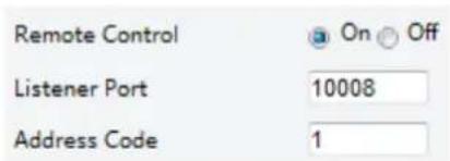 Remote Control Listener Port 10008 Address Code 1