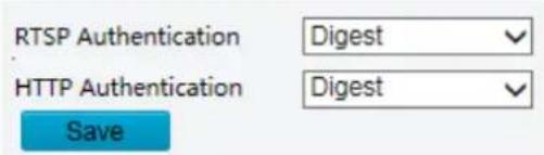 RTSP Authentication Digest HTTP Authentication Save Digest