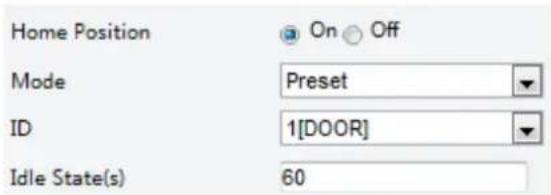 Home Position On Off Mode Preset ID 1[DOOR] Idle State(s) 60