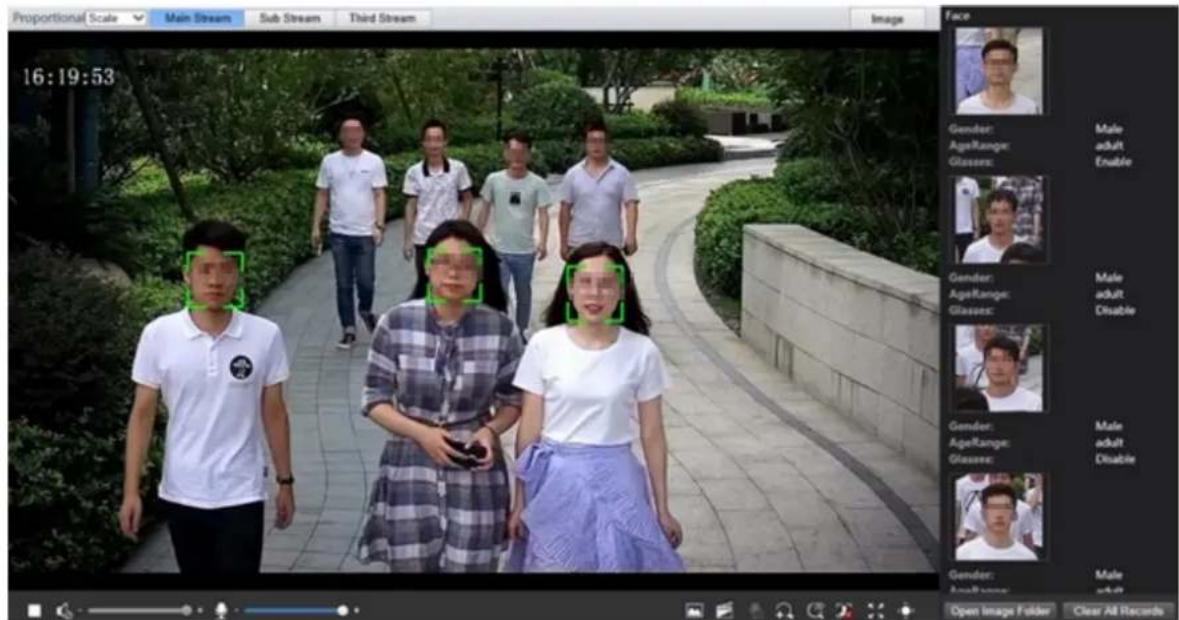 Proportional Scale Main Stream Sub Stream Third Stream 16:19:53 Face Gender: Male adult Enable AgeRange: Glasses: Gender: Male adult Disable AgeRange: Glasses: Gender: Male adult Disable Open Image Folder Clear All Records
