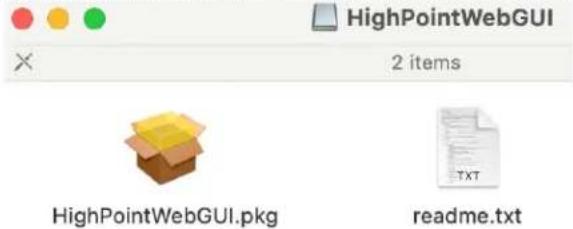 HighPointWebGUI 2 items HighPointWebGUI.pkg readme.txt