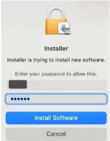 Installer Installer is trying to install new software. Enter your password to allow this. Install Software Cancel