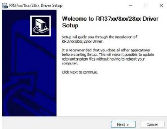 RR37xx/8xx/28xx Driver Setup Welcome to RR37xx/8xx/28xx Driver Setup Setup will guide you through the installation of RR37xx/8xx/28xx Driver. It is recommended that you close all other applications before starting Setup. This will make it possible to update relevant system files without having to reboot your computer. Click Next to continue. Next > Cancel