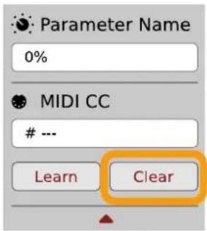 Parameter Name 0% MIDI CC --- Learn Clear