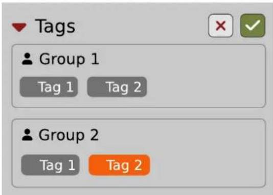 Tags Group 1 Tag 1 Tag 2 Group 2 Tag 1 Tag 2