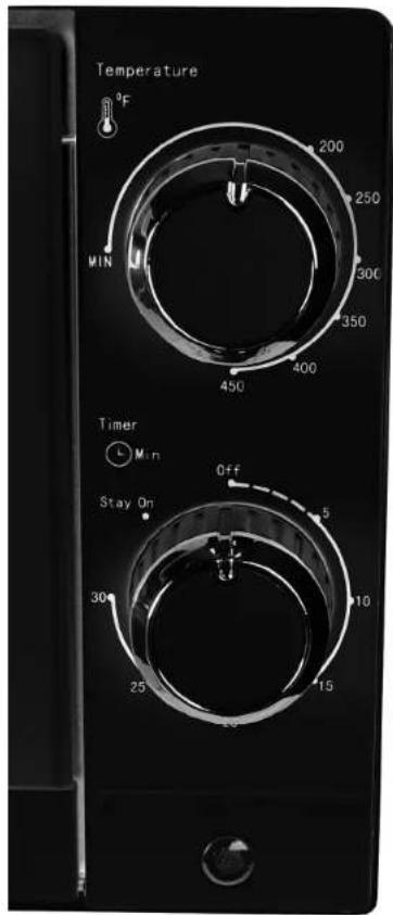 Temperature °F MIN 200 250 300 350 400 450 Timer Min Off Stay On 30 25 15 10