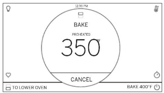 12:30 PM BAKE PREHEATED 350°F CANCEL TO LOWER OVEN BAKE 400°F (1)