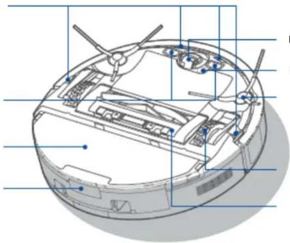 Technical diagram of a robotic vacuum cleaner with labeled components in Chinese