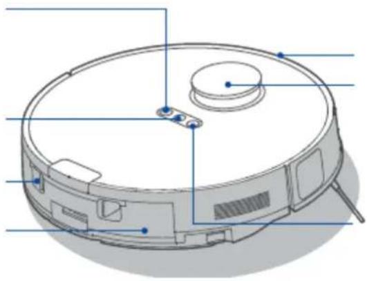 Technical diagram of a robotic vacuum cleaner with labeled components in Chinese