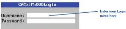 CatTxIP5000Login Username: Password: Enter your Login name here