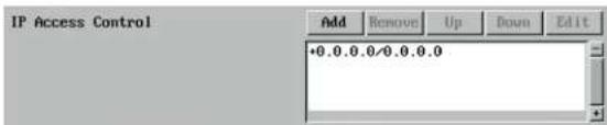 IP Access Control Add Remove Up Down Edit +0.0.0.0/0.0.0.0