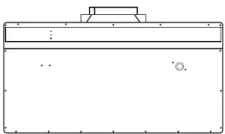 Pure technical line drawing of a rectangular device with no text, numbers, or symbols