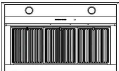 Front view of a double-door air conditioner unit with three vertical grilles and two top outlets (no text or symbols visible)