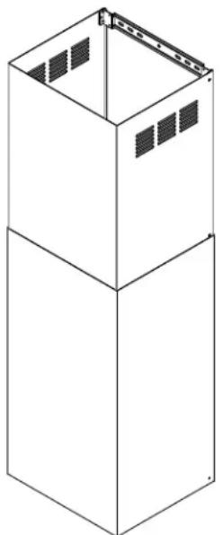 Isometric line drawing of a two-tiered industrial cabinet or enclosure with ventilation grilles (no text or symbols)