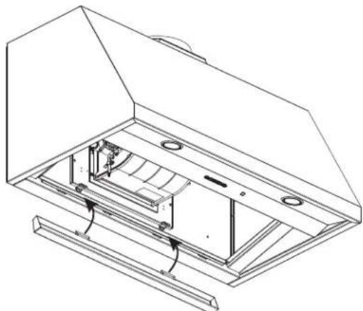 Technical line drawing of a mechanical assembly with internal components and mounting brackets (no text or symbols)