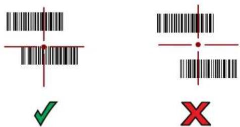 Two barcode symbols with check and cross icons, one green checkmark and one red X