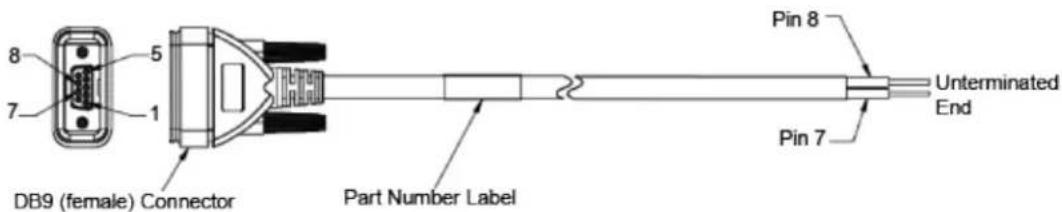 DB9 (female) Connector Part Number Label Pin 8 Unterminated End Pin 7