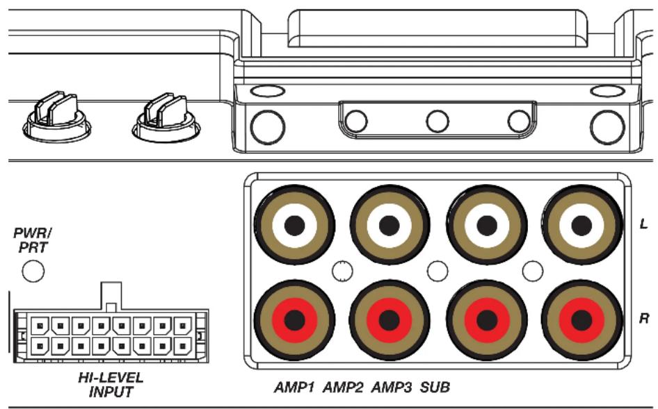PWR/ PRT HI-LEVEL INPUT AMP1 AMP2 AMP3 SUB L R