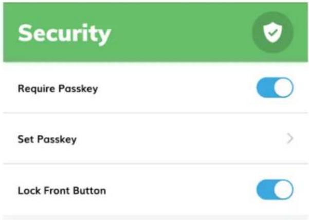 Security Require Passkey Set Passkey Lock Front Button
