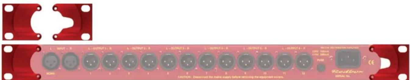 L - INPUT - R L - OUTPUT 1 - R L - OUTPUT 2 - R L - OUTPUT 3 - R L - OUTPUT 4 - R L - OUTPUT 5 - R L - OUTPUT 6 - R RSV: HIGHA STEV: HIGHA PUB Redbox SERIAL NO. CAUTION: Disconnect the main supply before removing the equipment covers.