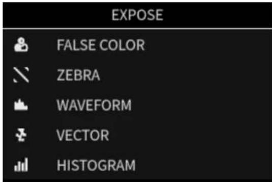 EXPOSE FALSE COLOR ZEBRA WAVEFORM VECTOR HISTOGRAM